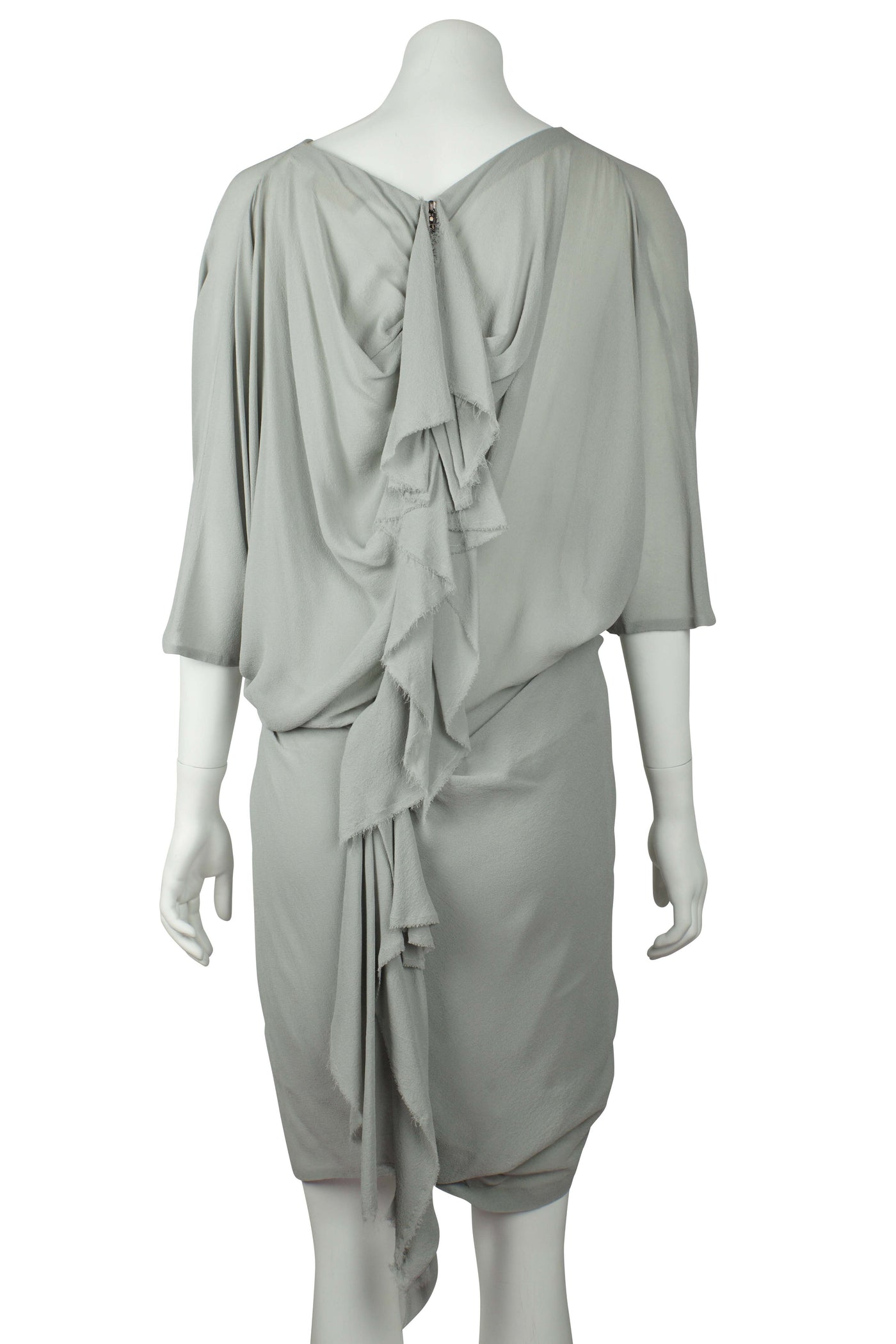 Grey silk batwing mini dress
