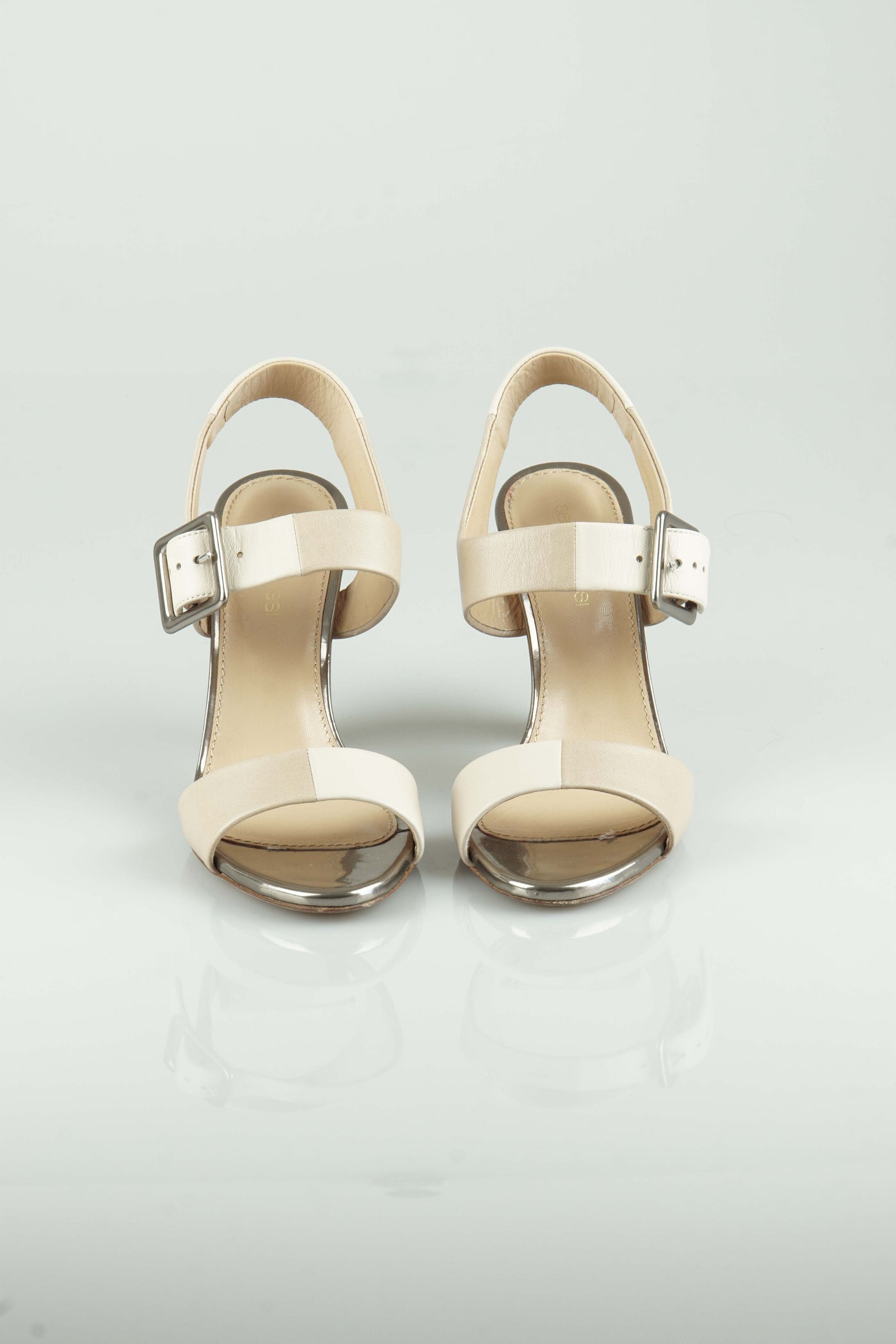 Beige and silver sandals