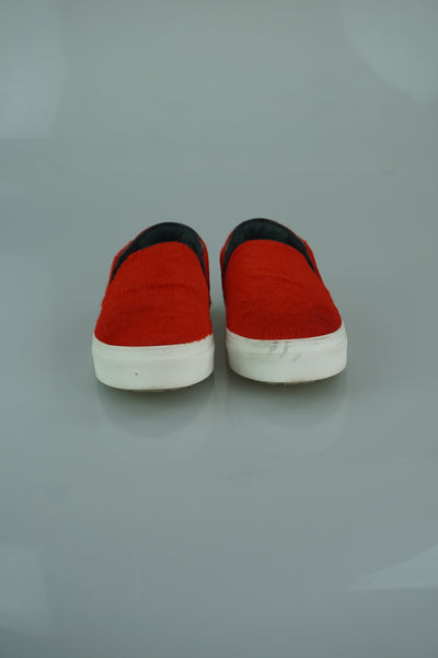 Coral Pony Hair Flat Slippers