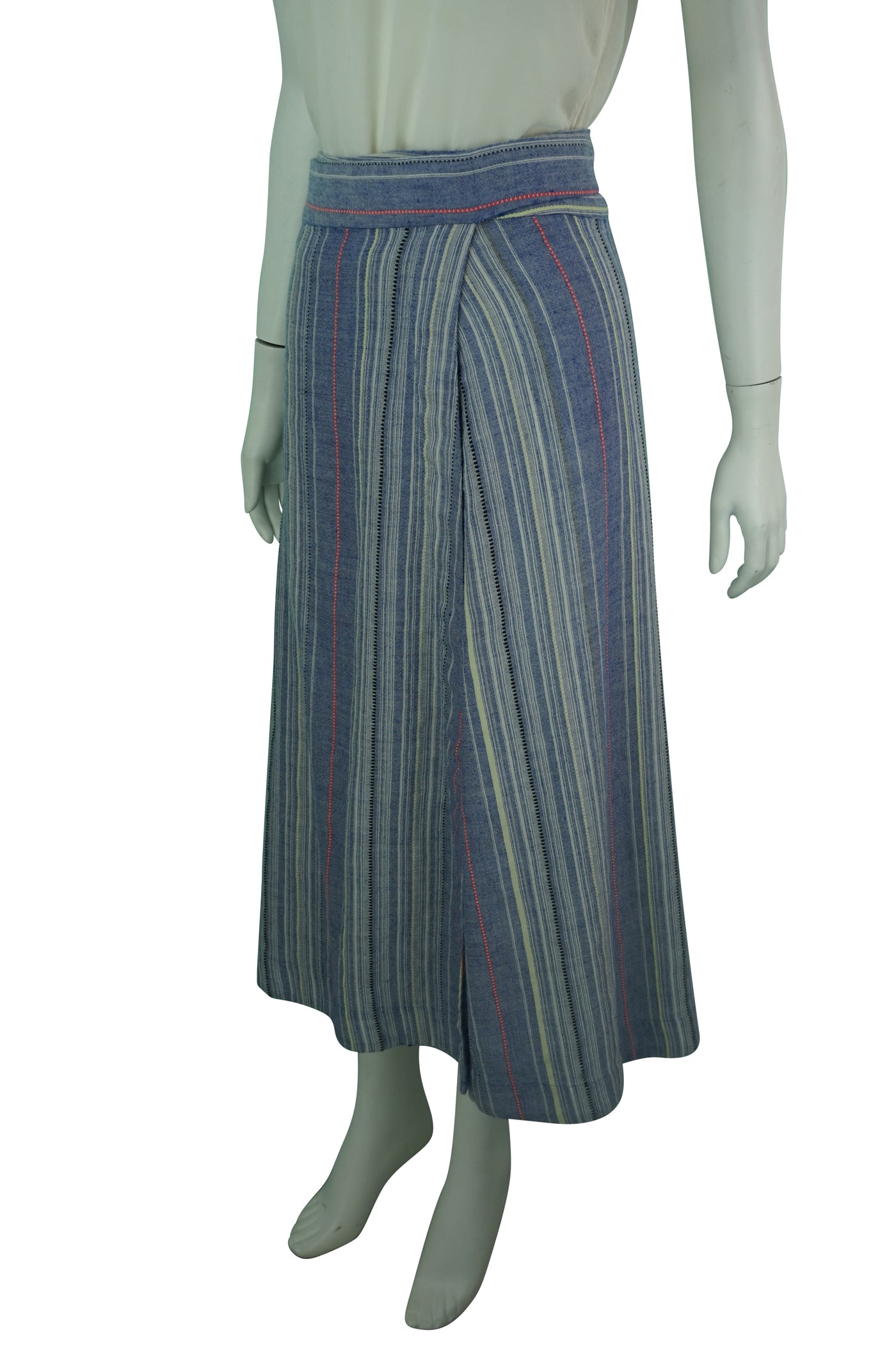 Marisole Striped Wrap-Around Long Skirt