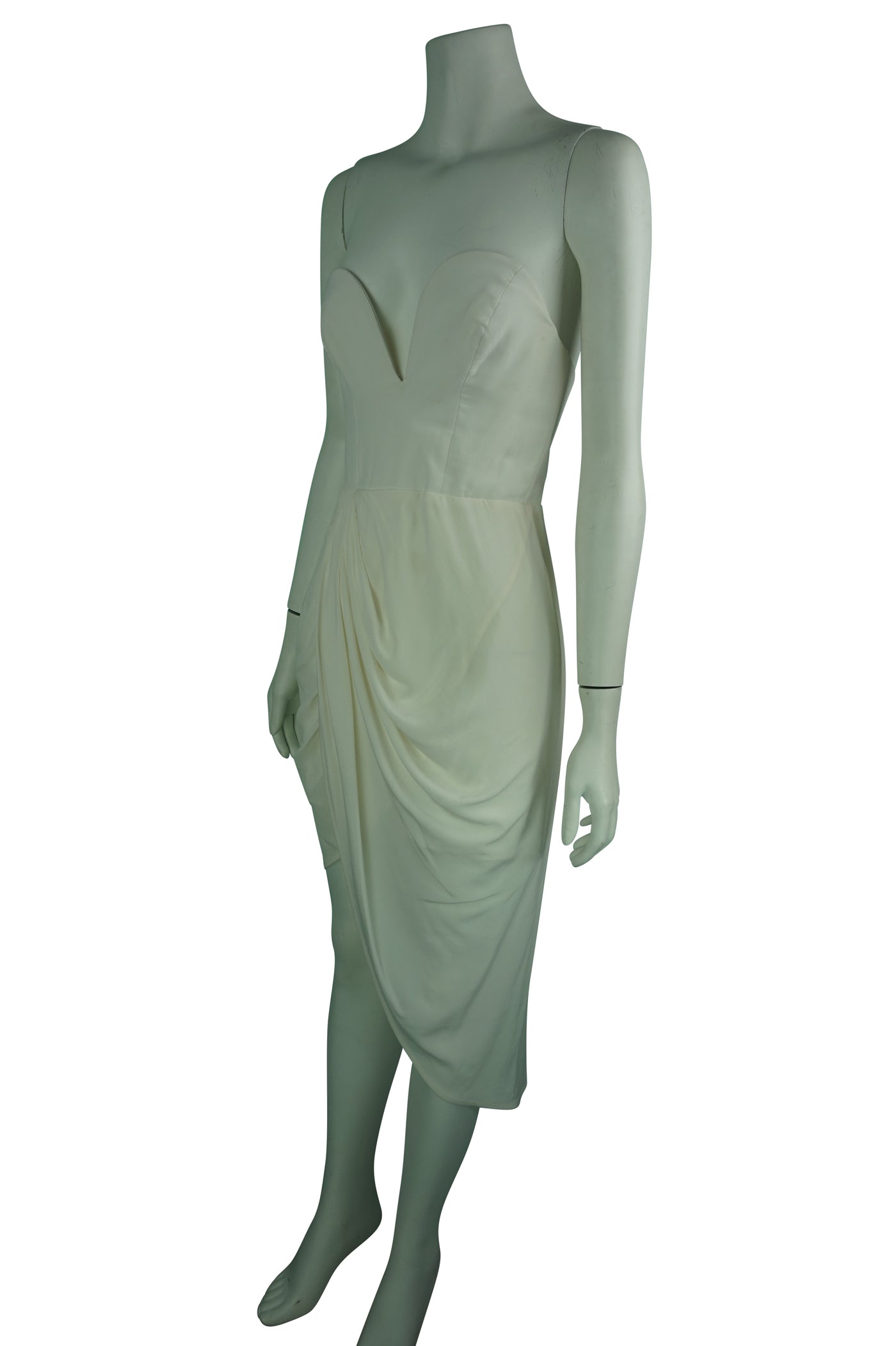 Silk Strapless Twist Front Dress ivory