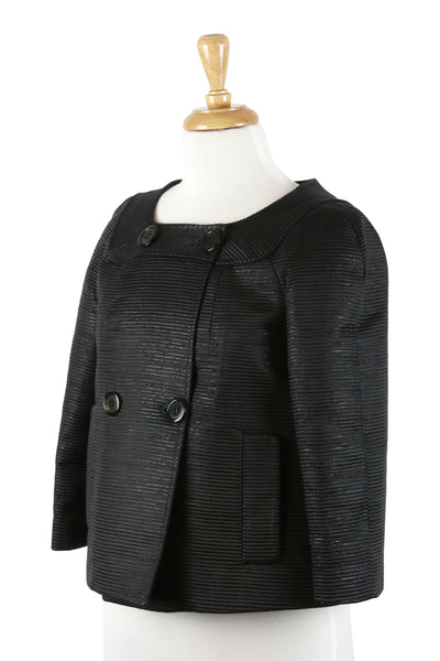 Black collarless jacket