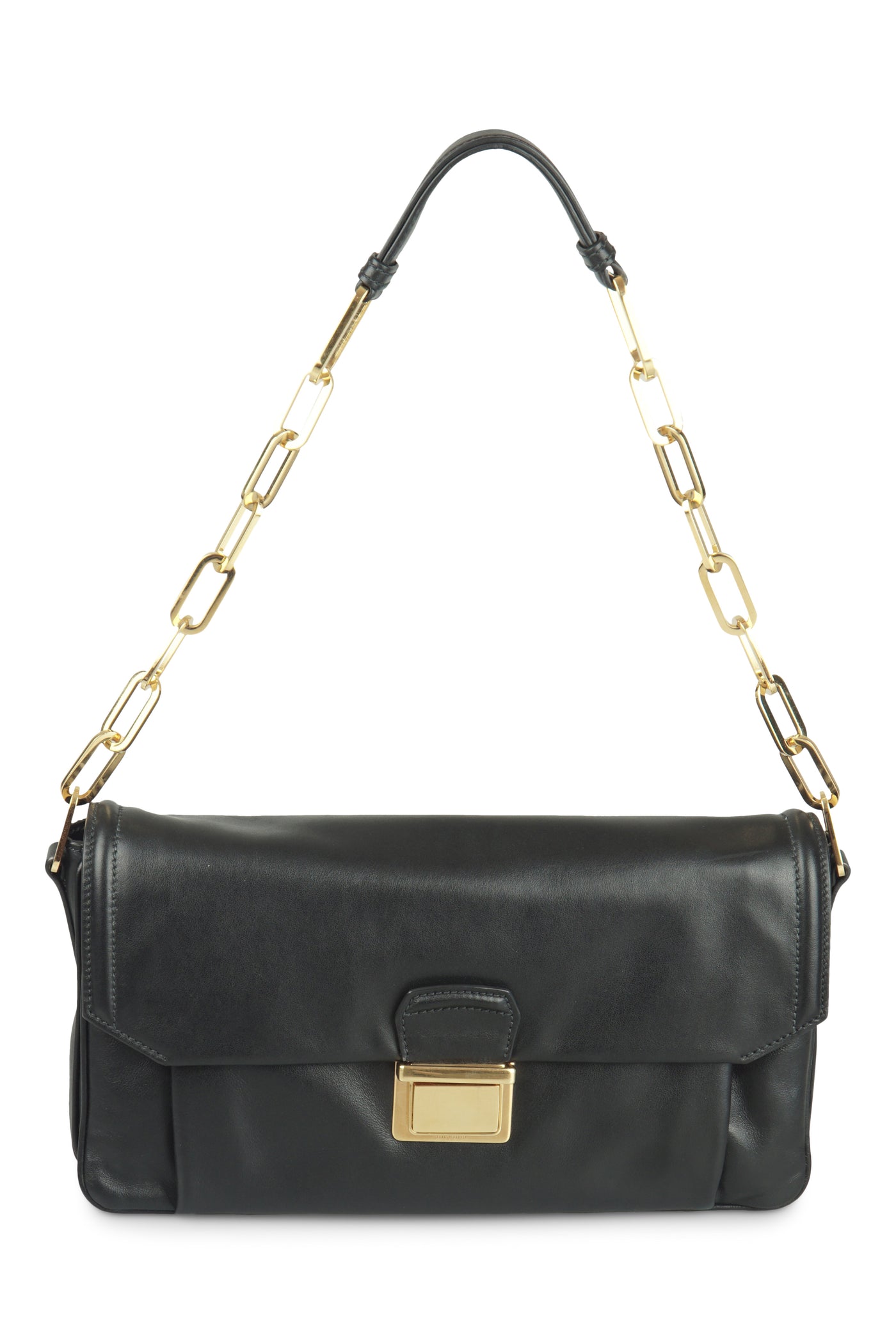 Black leather shoulder bag
