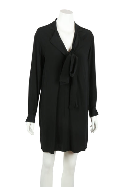 Black silk shirt dress