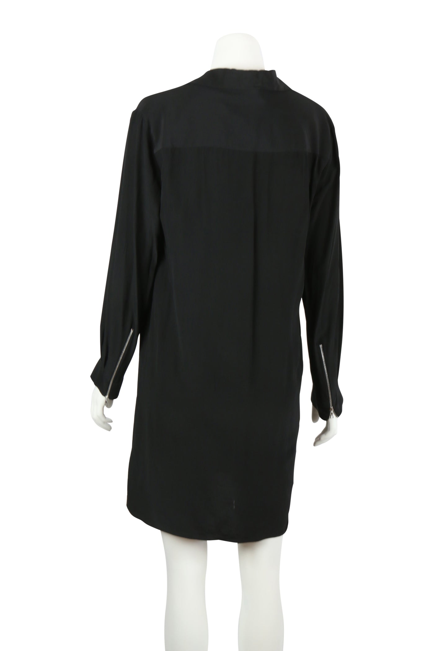 Black silk shirt dress