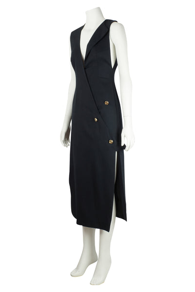 Navy asymmetric blazer dress