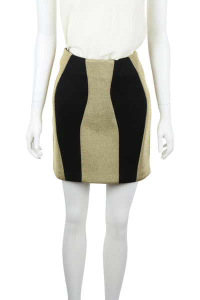 Black and gold panel mini skirt