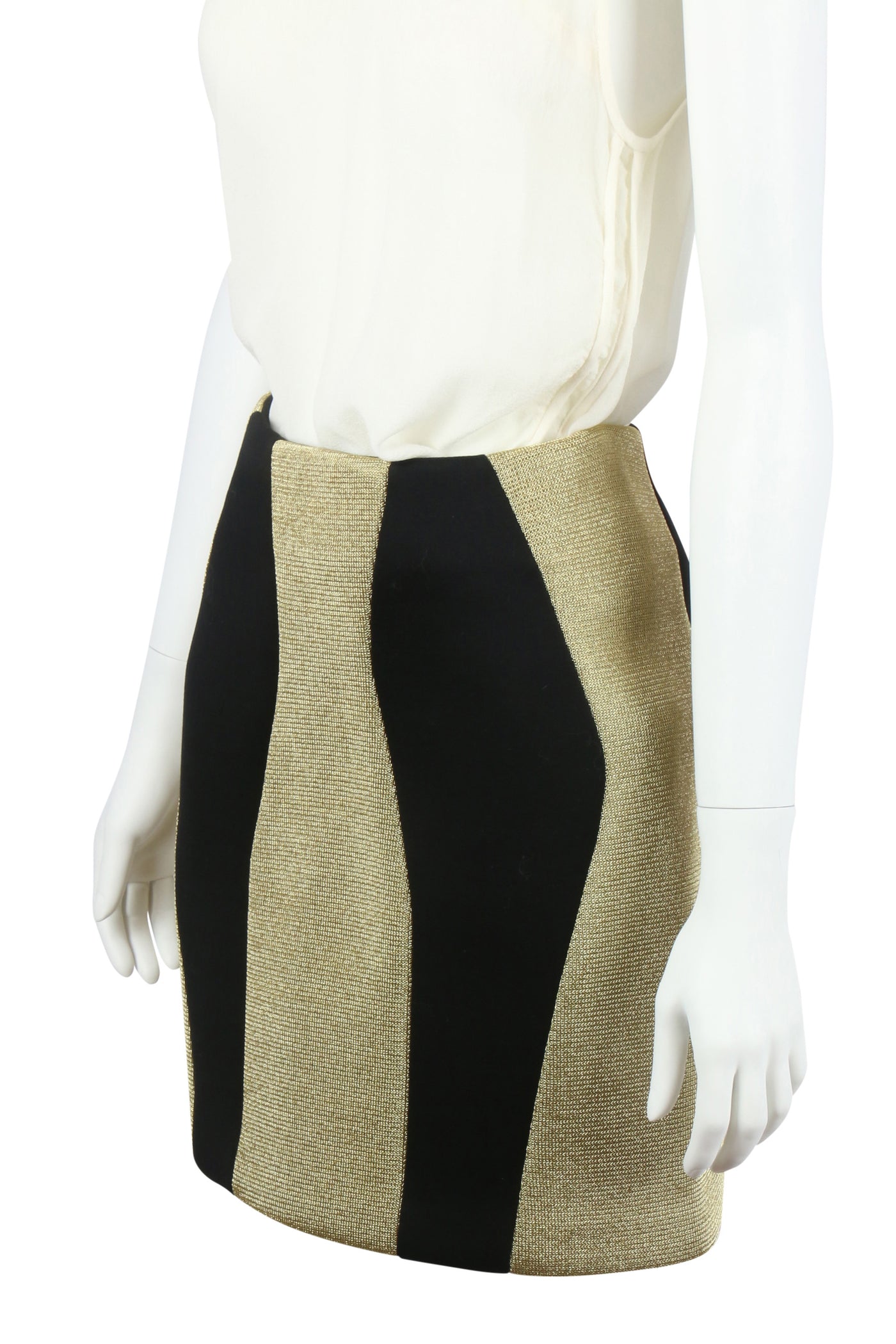 Black and gold panel mini skirt