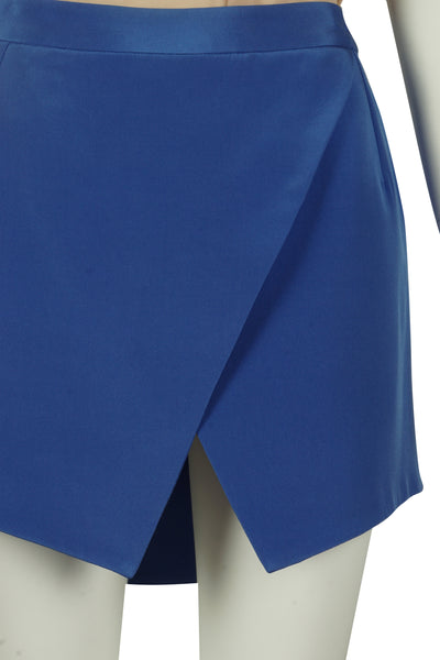 Blue silk asymmetrical mini skirt