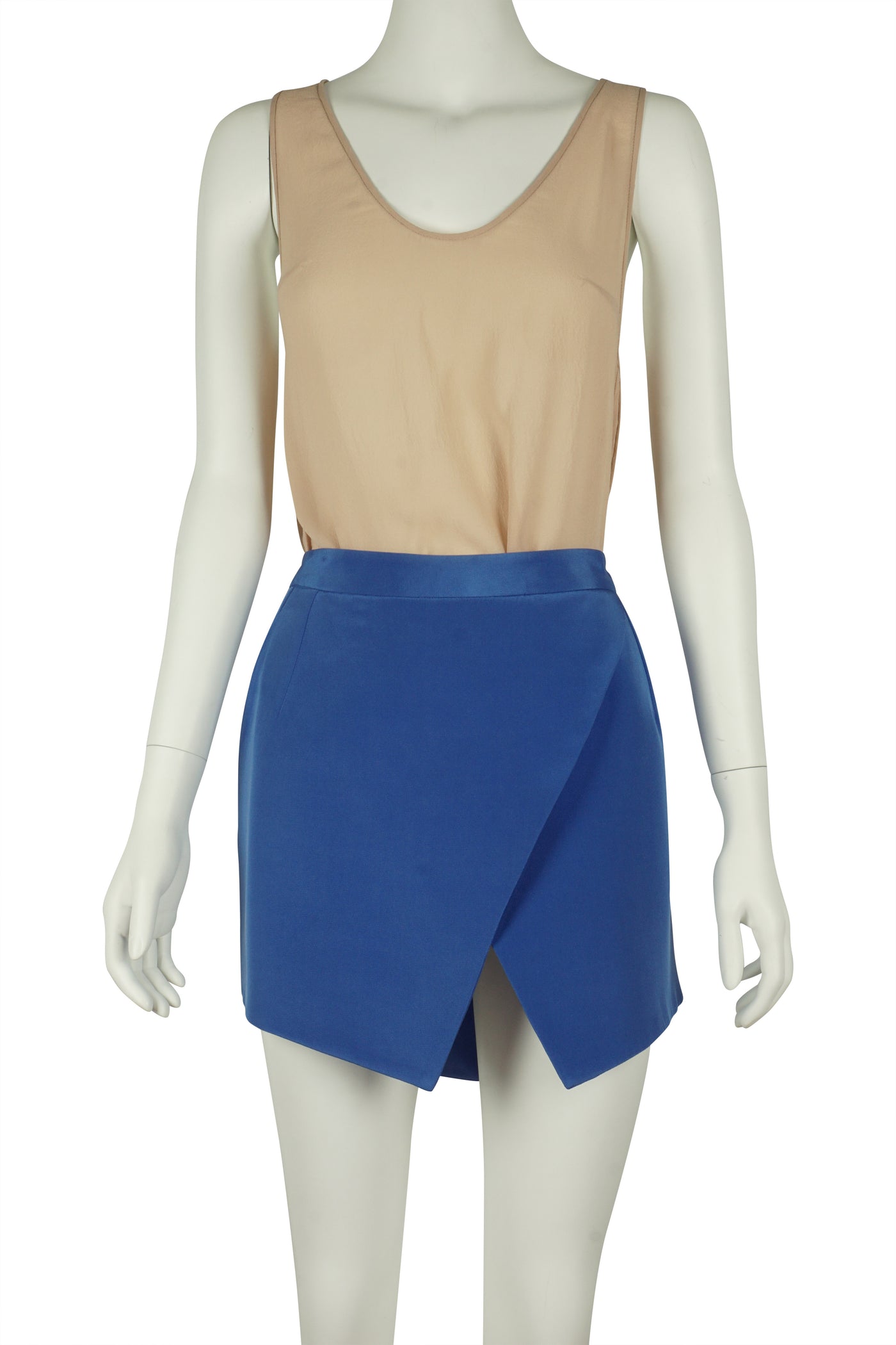 Blue silk asymmetrical mini skirt