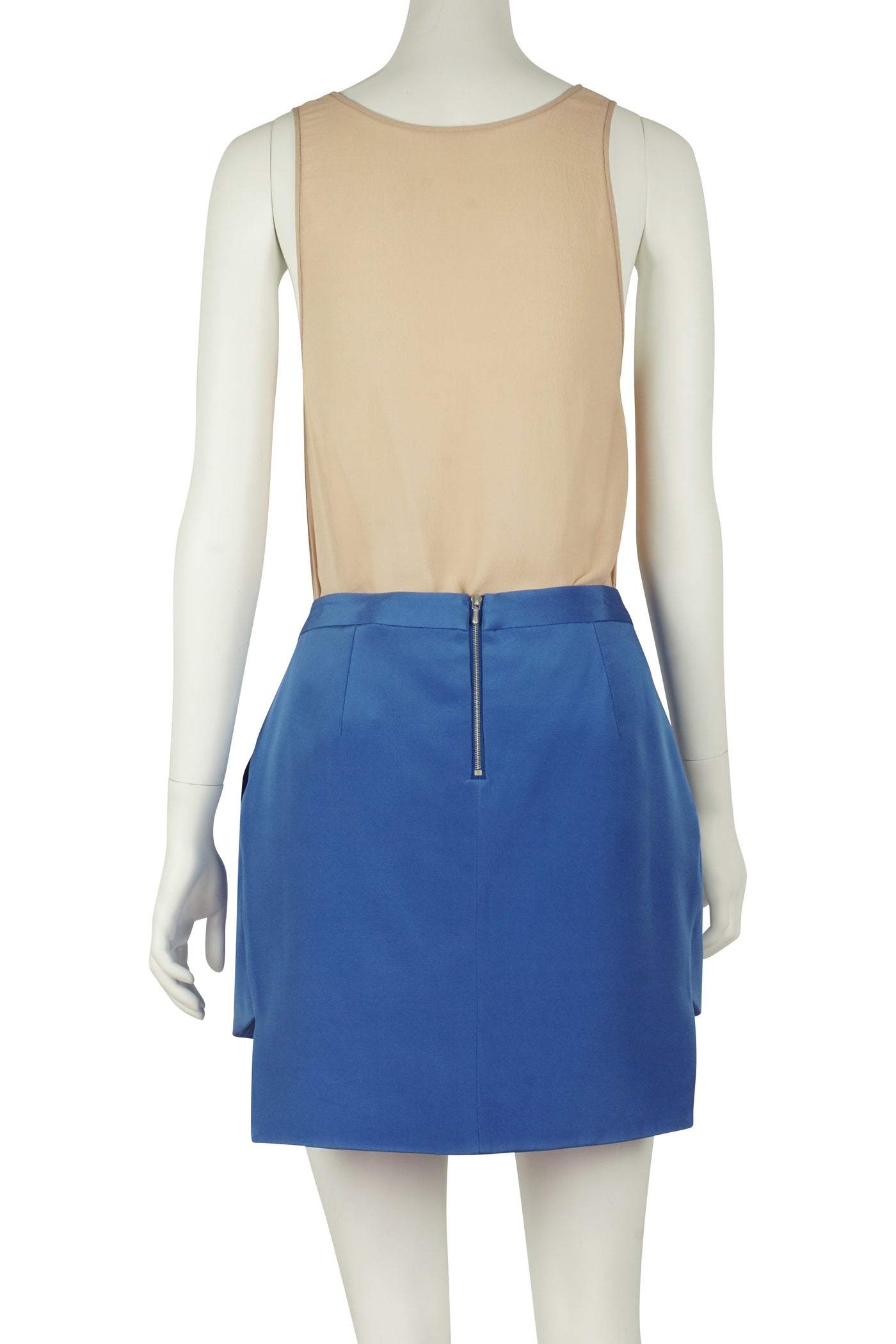Blue silk asymmetrical mini skirt