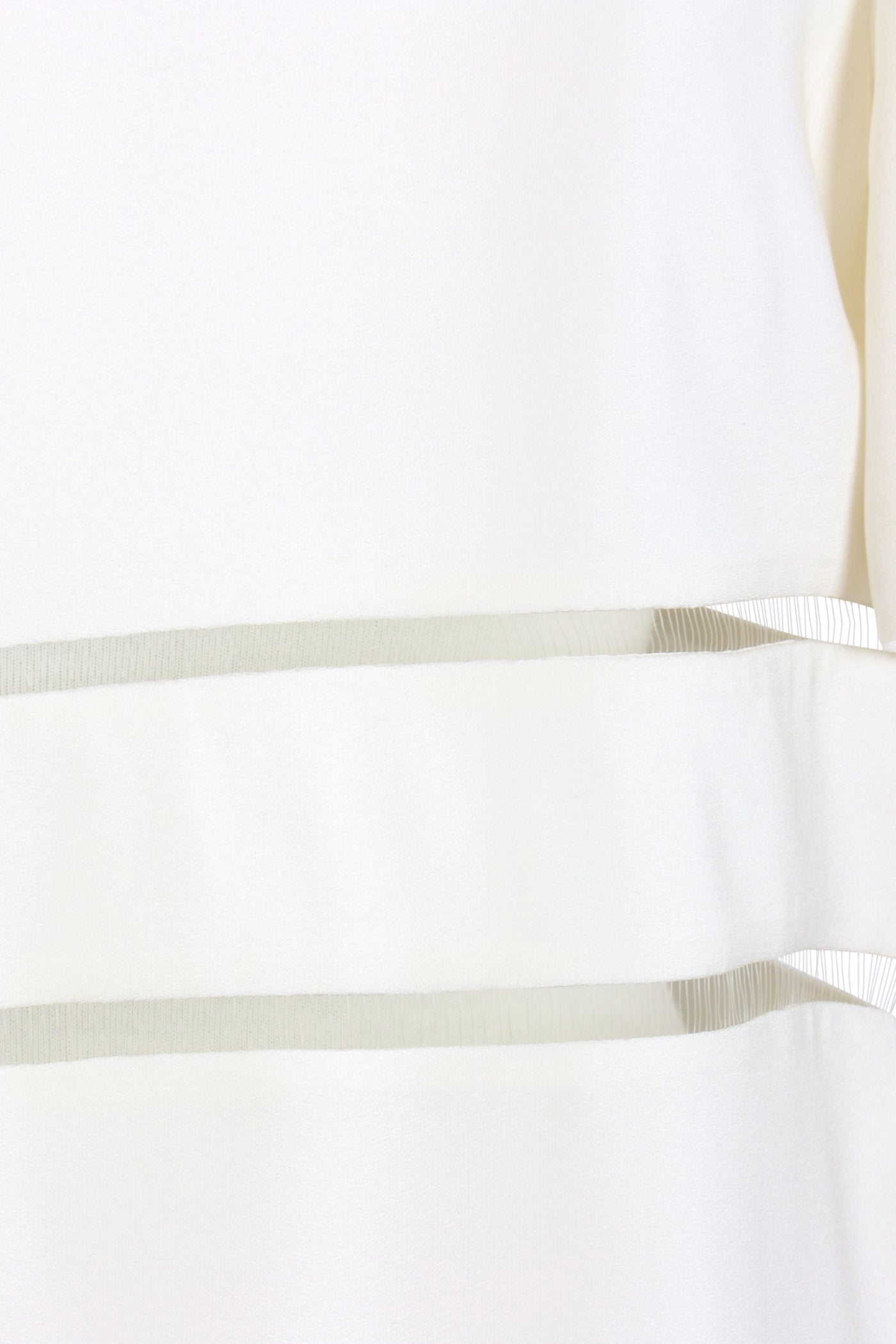 Cream silk top with mesh inserts