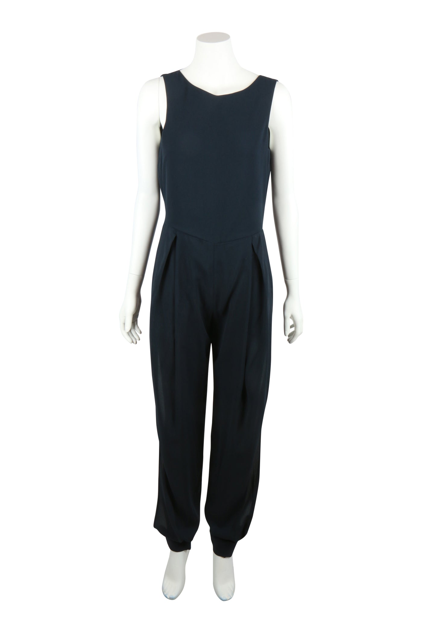 Silk crepe jumpsuit in navy