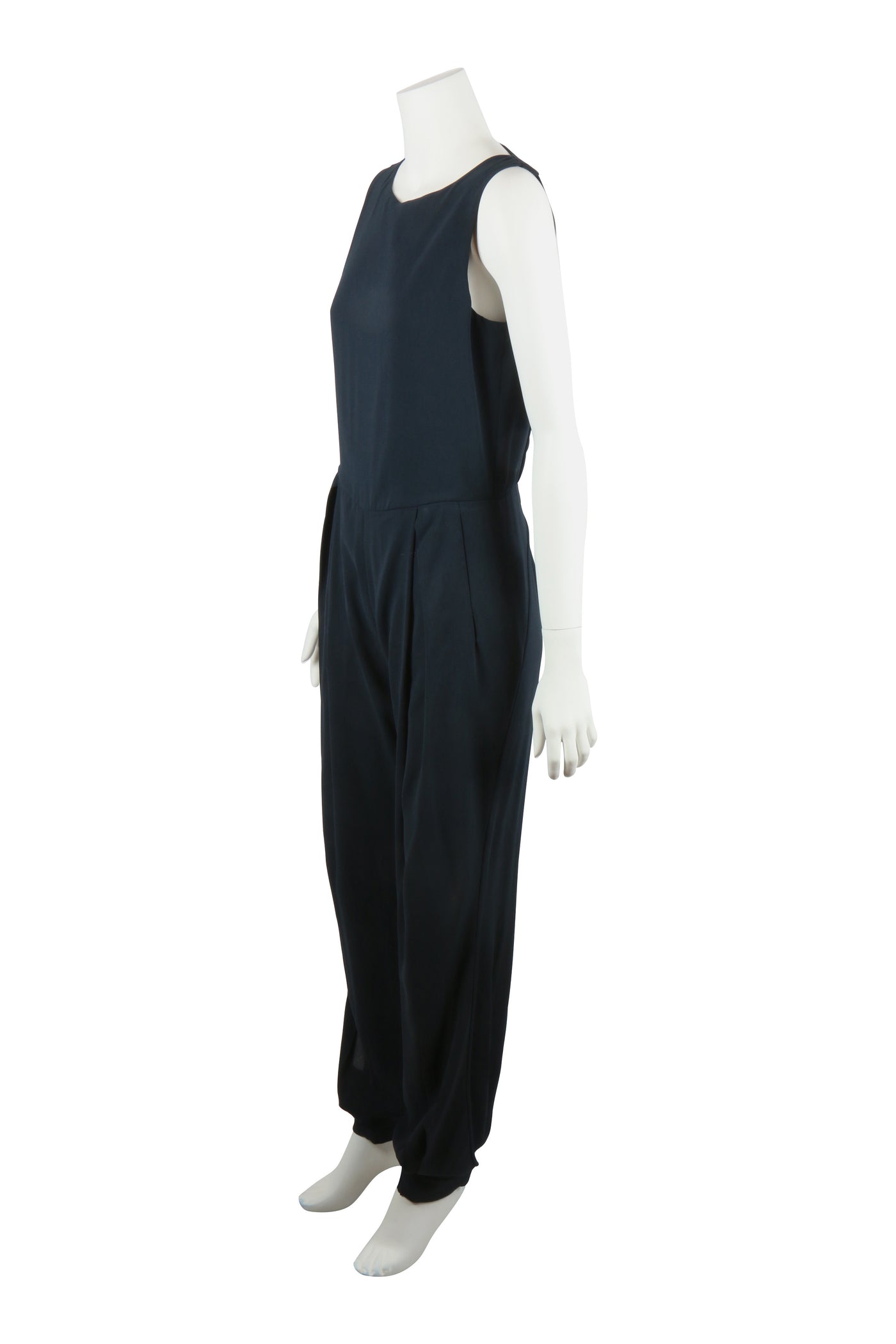 Silk crepe jumpsuit in navy