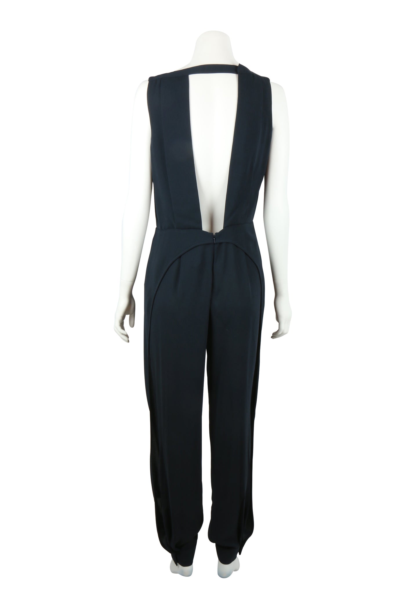 Silk crepe jumpsuit in navy