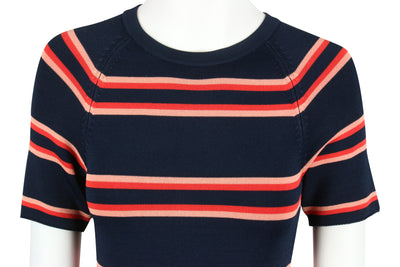 Navy striped knit bodycon dress