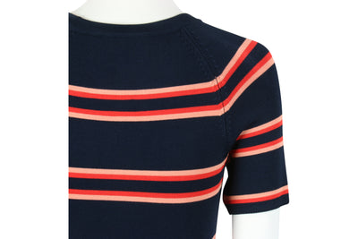 Navy striped knit bodycon dress
