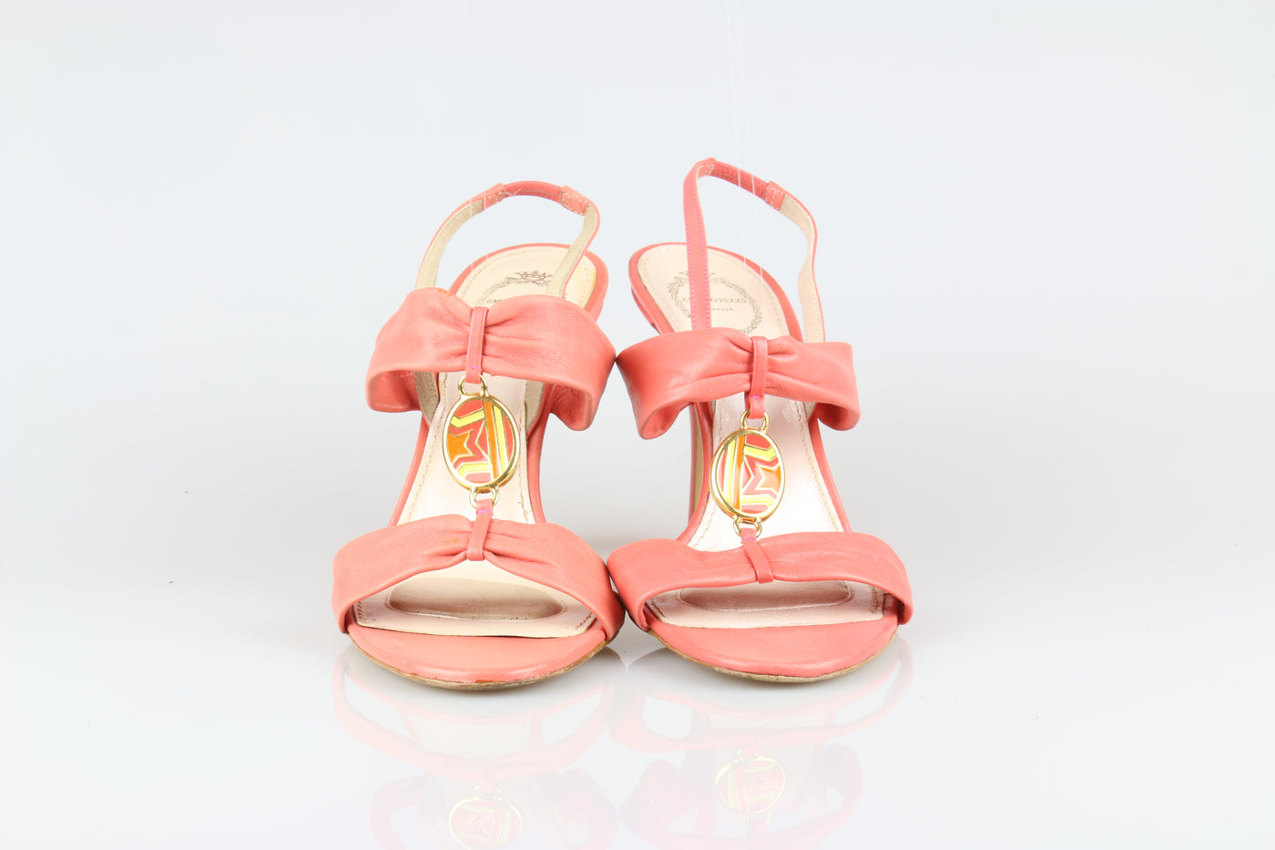 Coral leather sandals