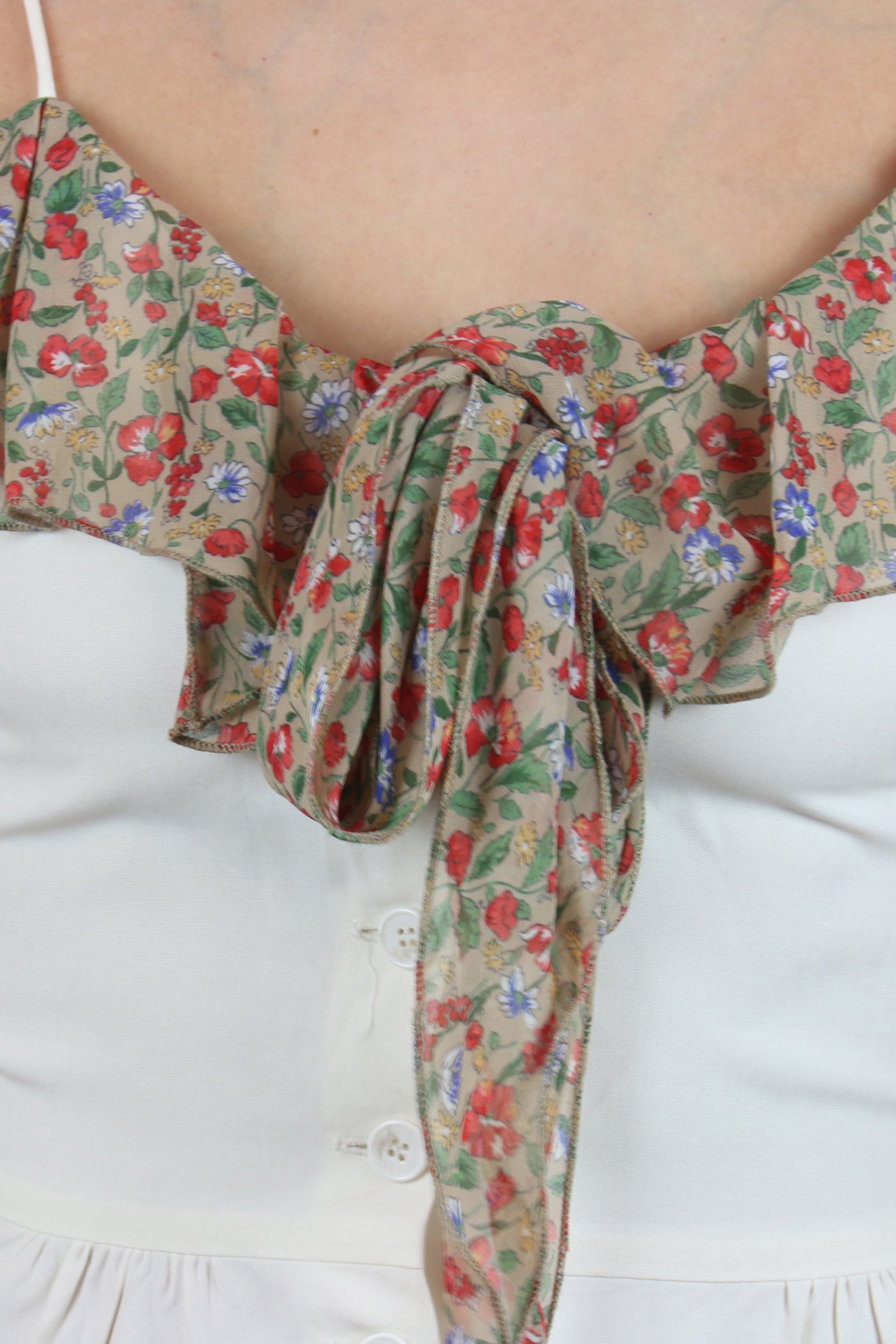 Ivory silk ruffle dress