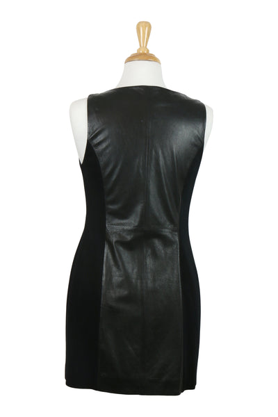 Black leather panel dress