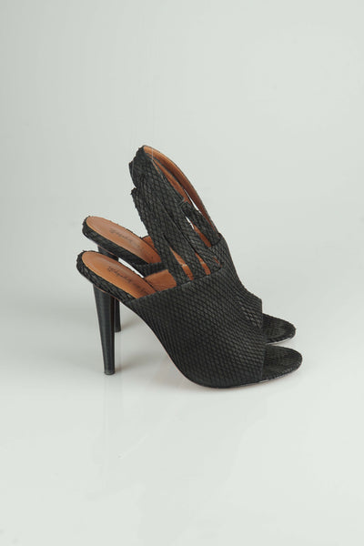 Black triple slingback mules