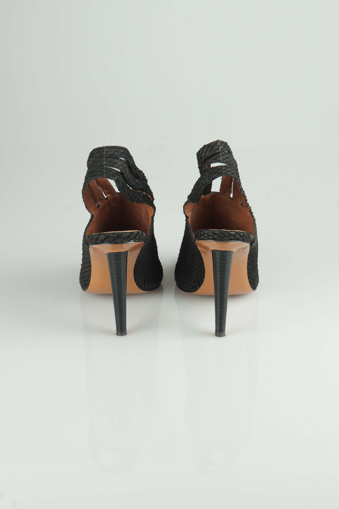 Black triple slingback mules