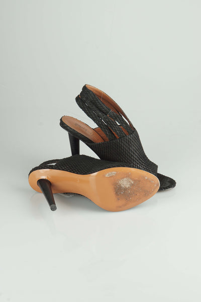 Black triple slingback mules