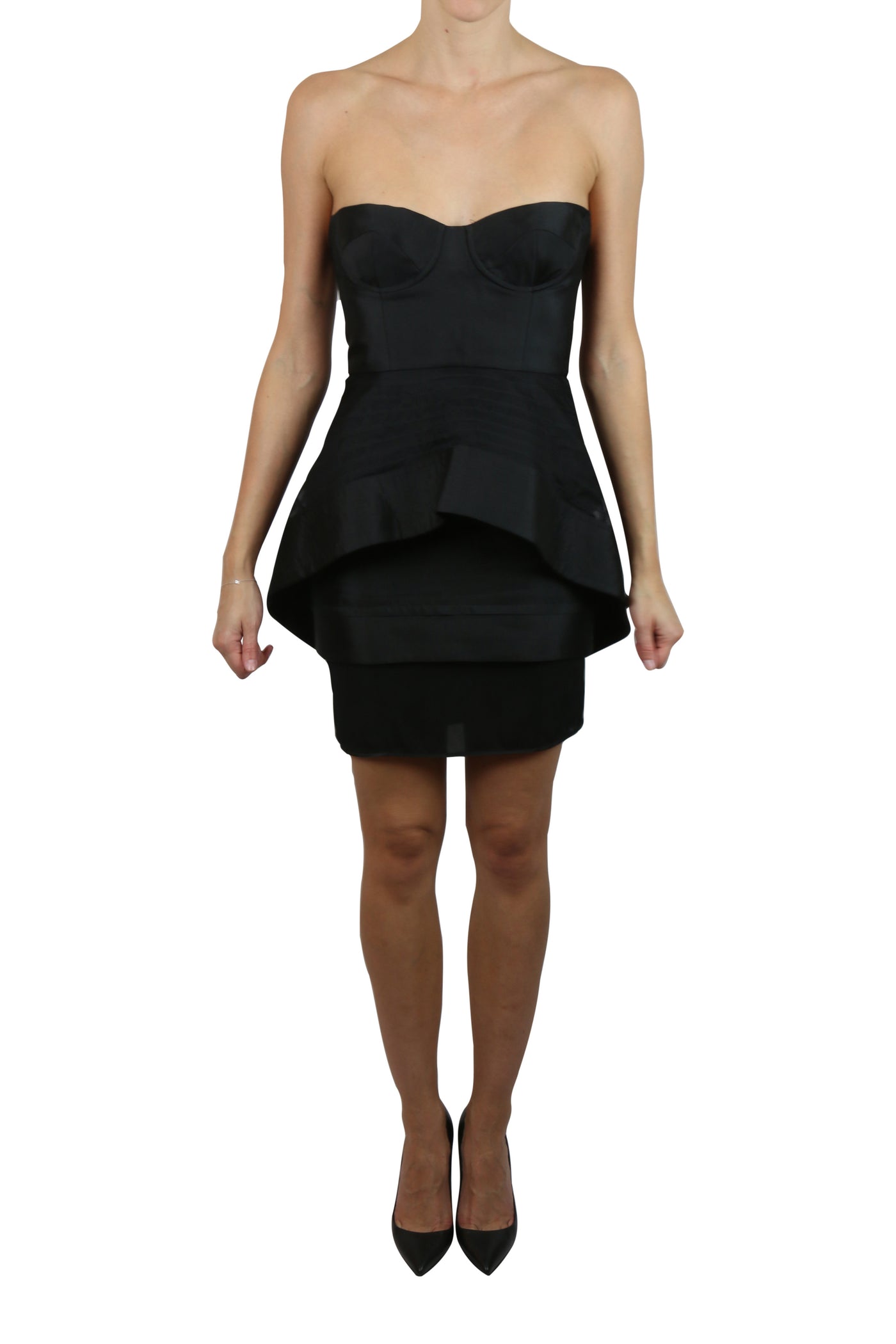 Black silk corset dress