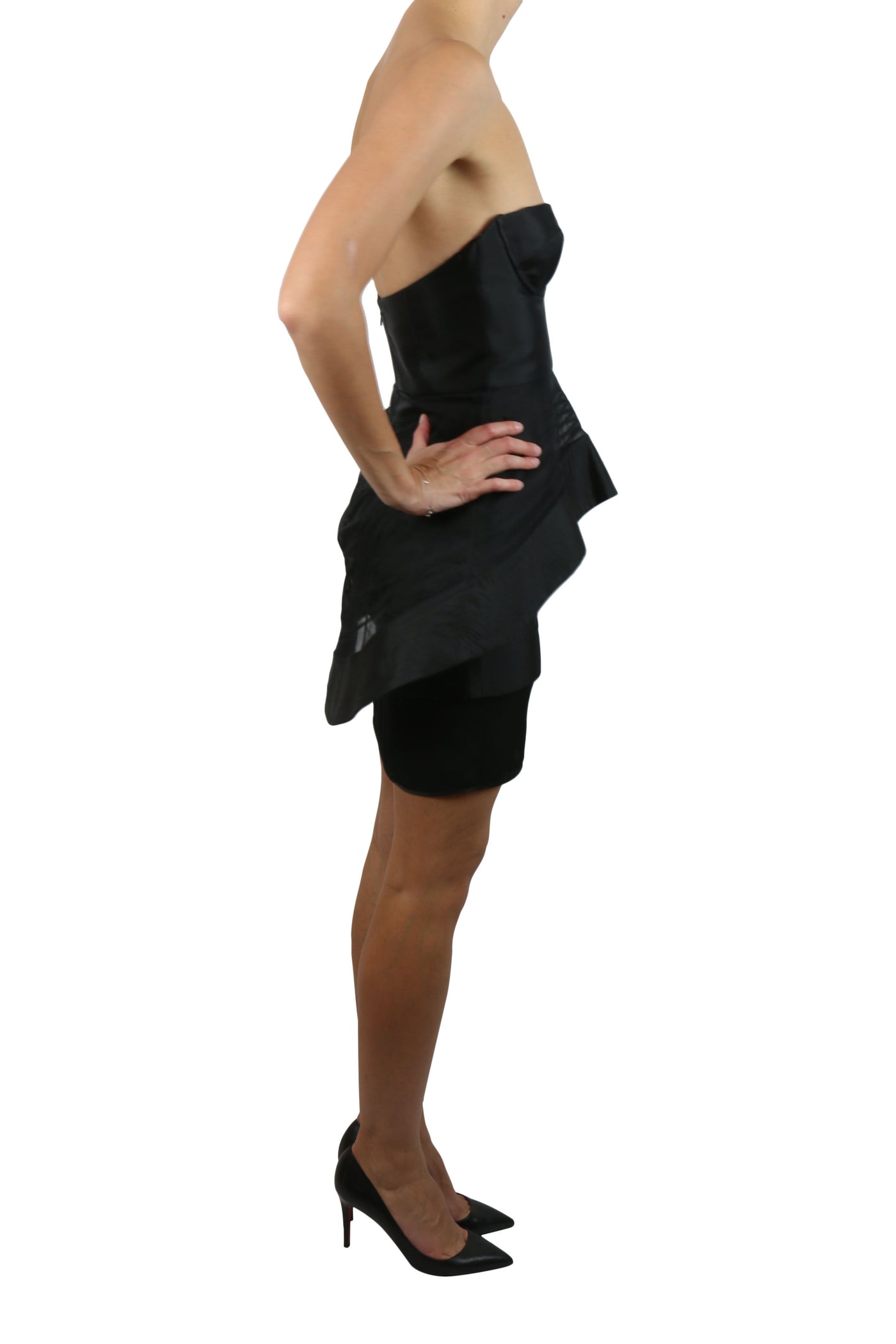 Black silk corset dress