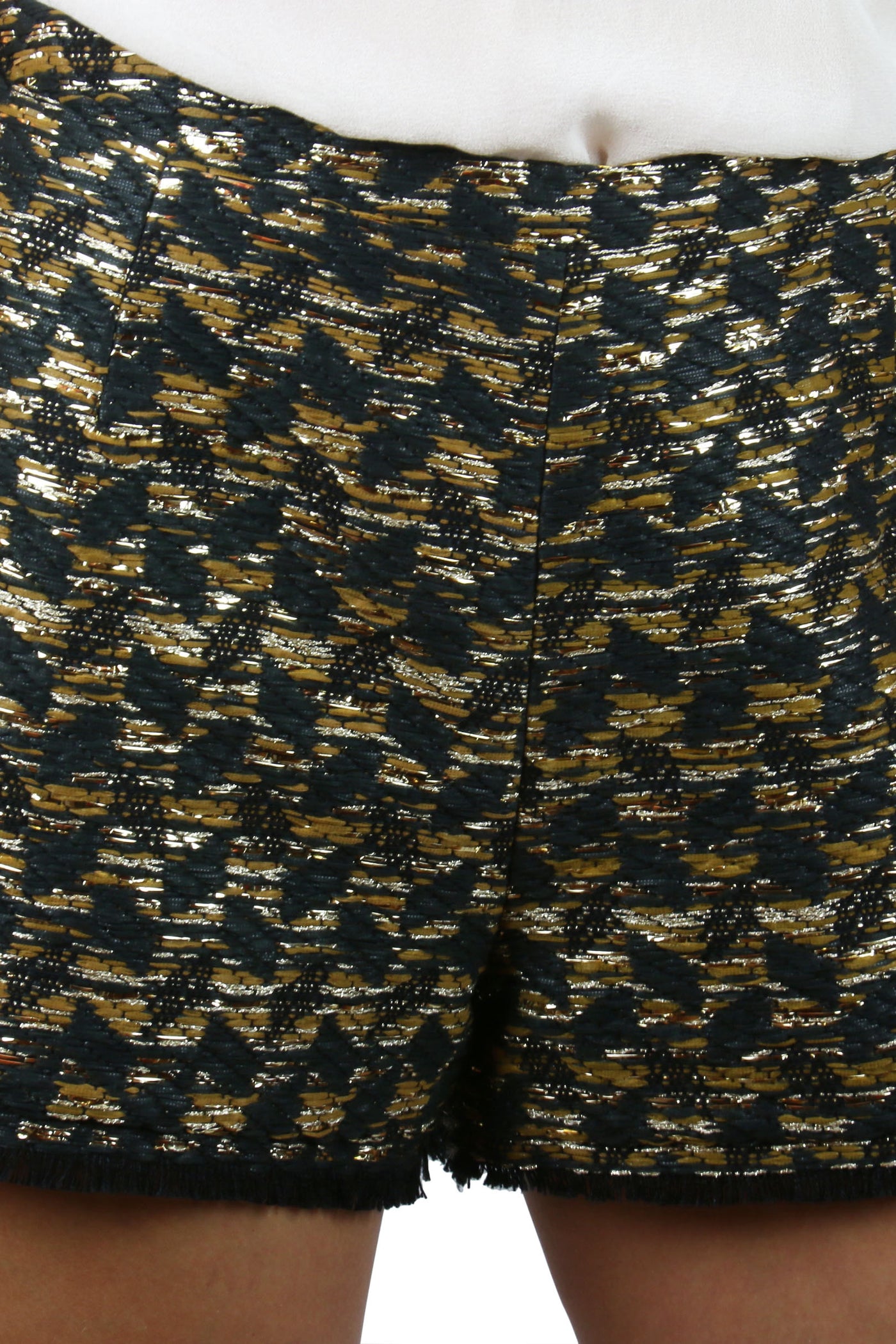 Black and gold fringed shorts