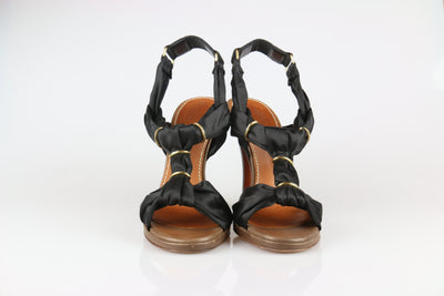 Black satin sandals