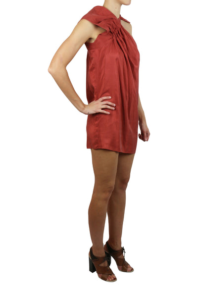 Silk shoulder-tie mini dress