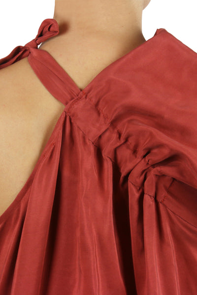 Silk shoulder-tie mini dress