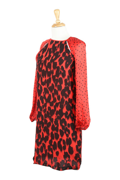 Mixed print silk dress