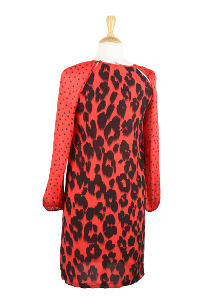 Mixed print silk dress