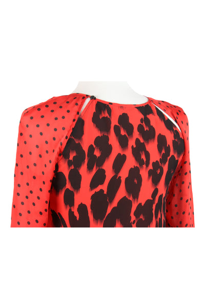 Mixed print silk dress