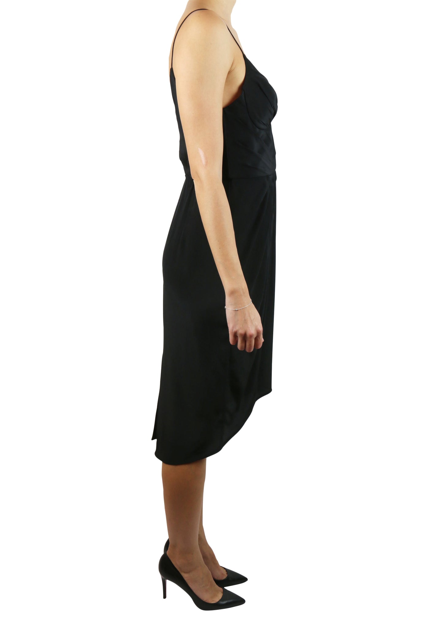 Balconette black silk dress