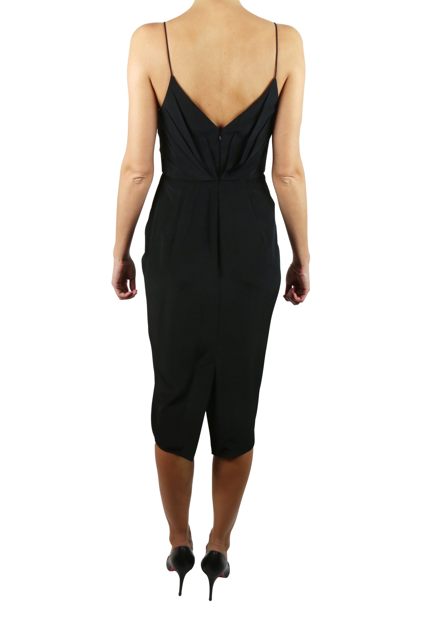 Balconette black silk dress