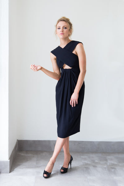Black cross front dress