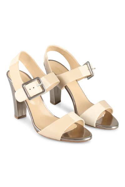 Beige and silver sandals