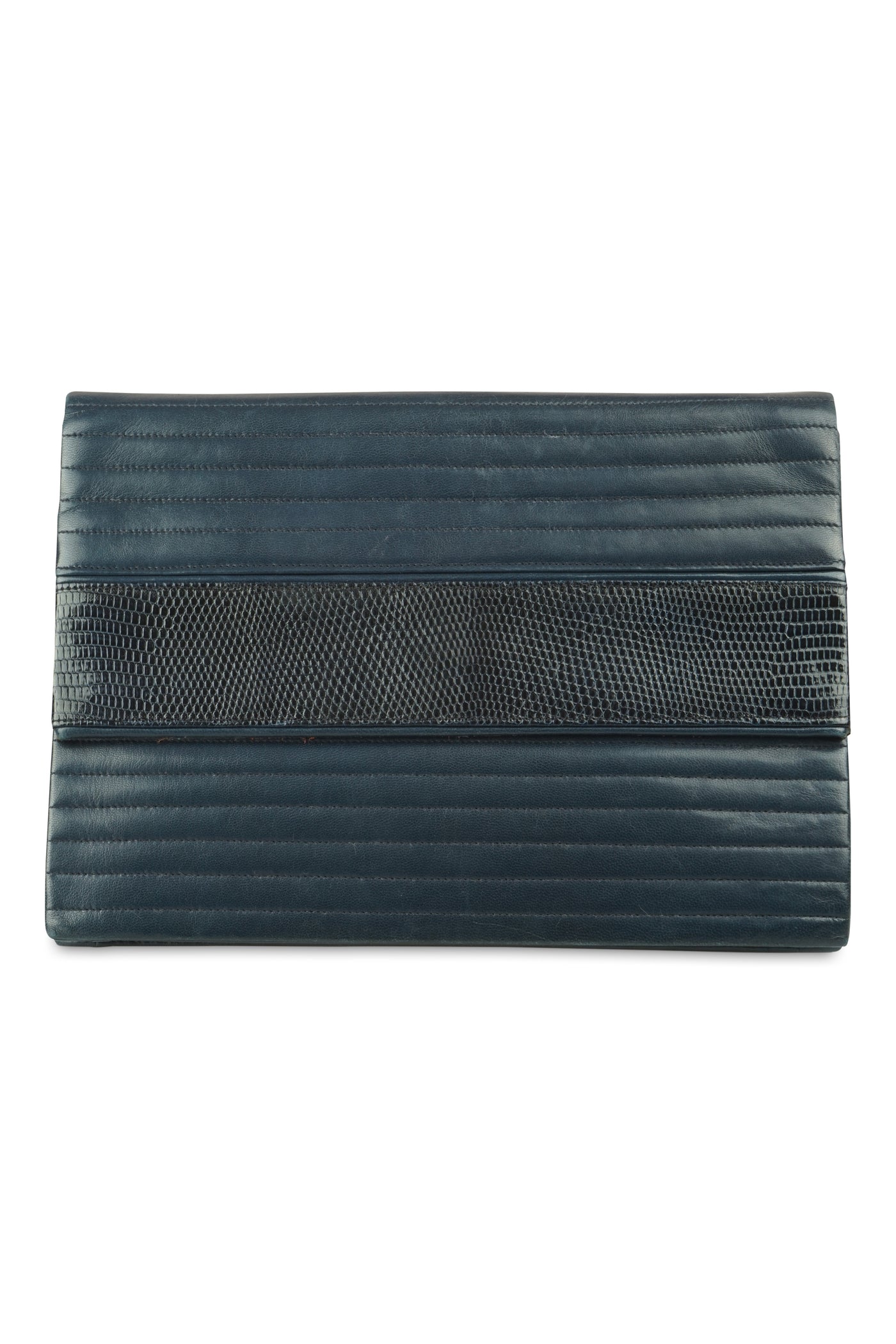 Navy quilted clutch