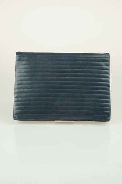 Navy quilted clutch