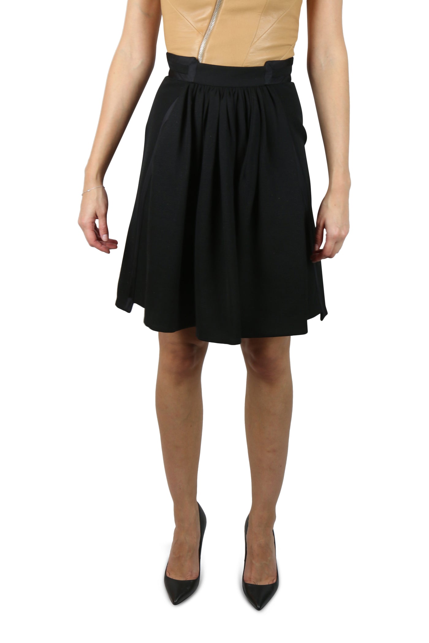 Black wool-blend skirt