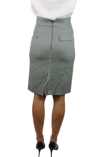 Grey wool-blend pencil skirt