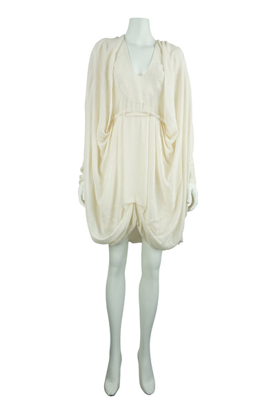 Cream silk drape dress