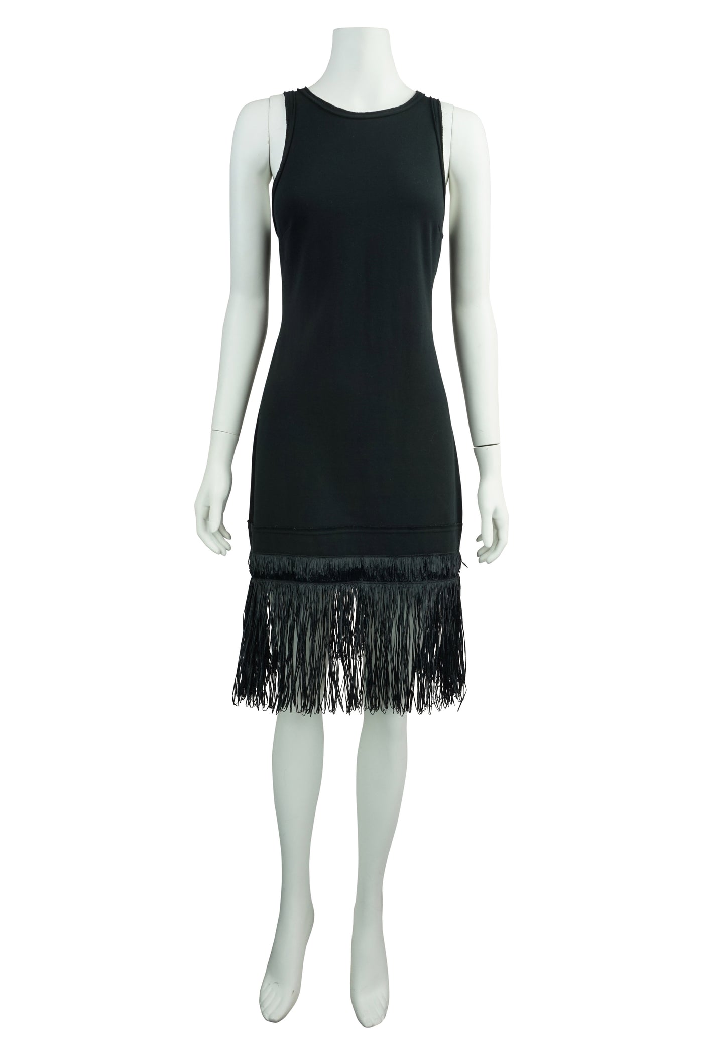 Black raffia fringe dress