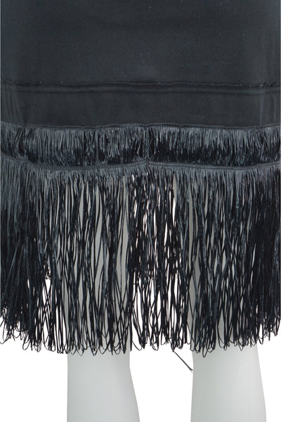 Black raffia fringe dress