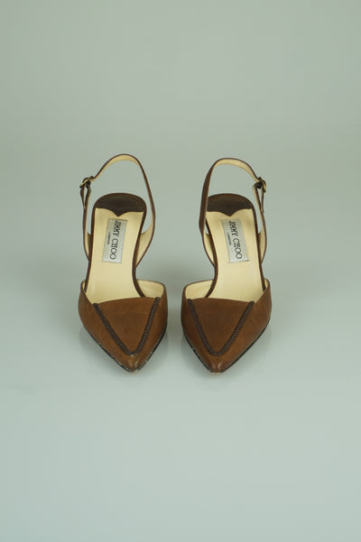 Ranch chocolate leather slingbacks