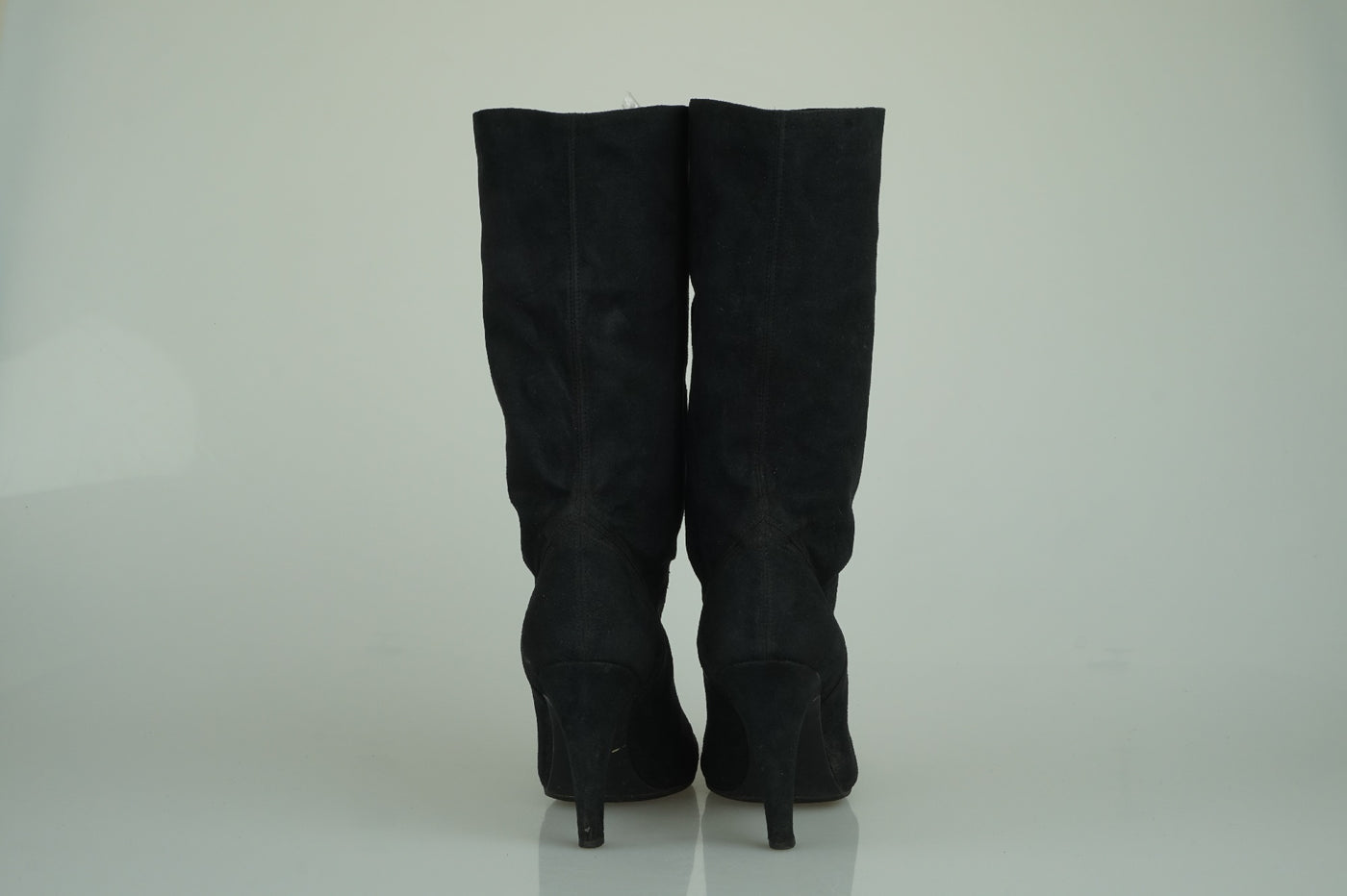 Black suede mid calf boots