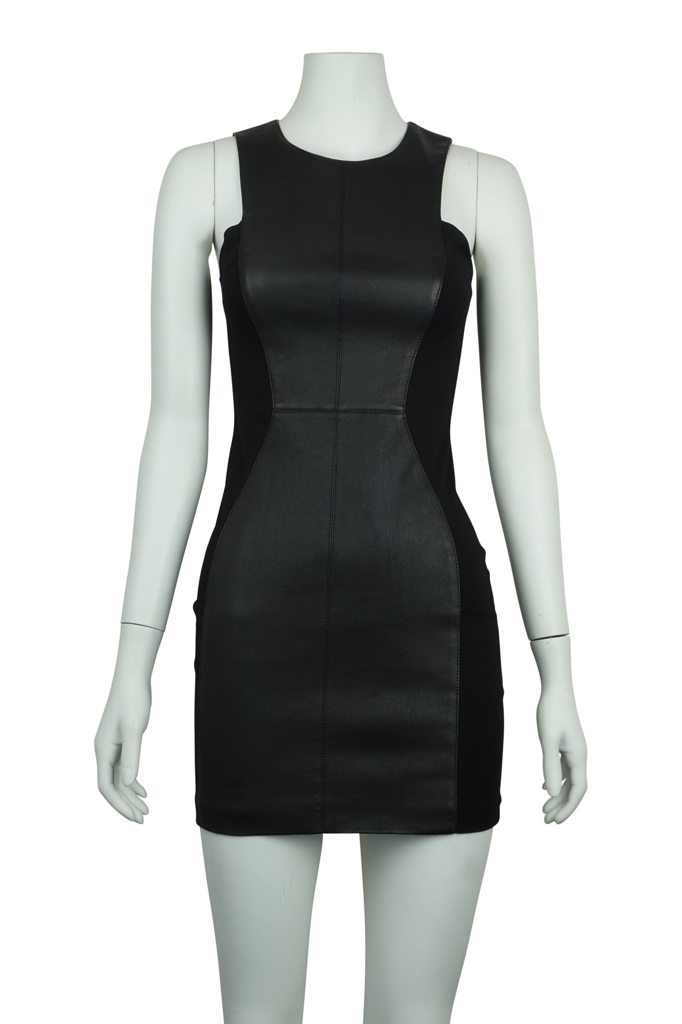 Black leather panel dress